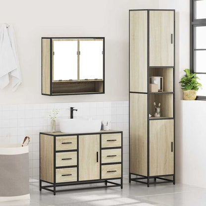 3 Piece Bathroom Furniture Set Sonoma Oak Engineered Wood