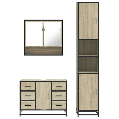 3 Piece Bathroom Furniture Set Sonoma Oak Engineered Wood