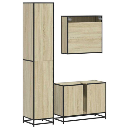 3 Piece Bathroom Furniture Set Sonoma Oak Engineered Wood