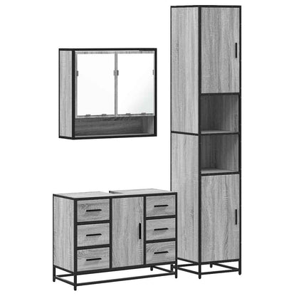 3 Piece Bathroom Furniture Set Grey Sonoma Engineered Wood