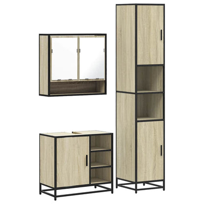 3 Piece Bathroom Furniture Set Sonoma Oak Engineered Wood