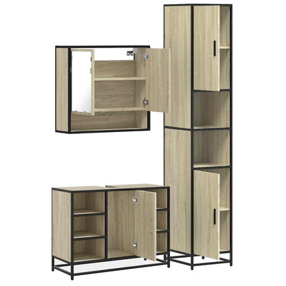 3 Piece Bathroom Furniture Set Sonoma Oak Engineered Wood