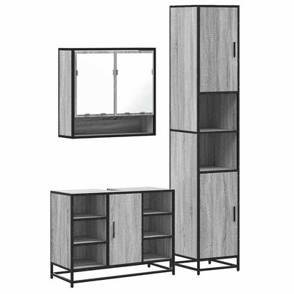 3 Piece Bathroom Furniture Set Grey Sonoma Engineered Wood