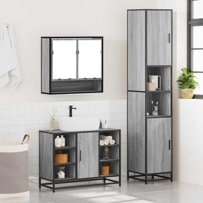 3 Piece Bathroom Furniture Set Grey Sonoma Engineered Wood