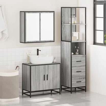 3 Piece Bathroom Furniture Set Grey Sonoma Engineered Wood