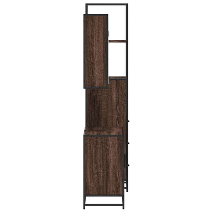 3 Piece Bathroom Furniture Set Brown Oak Engineered Wood