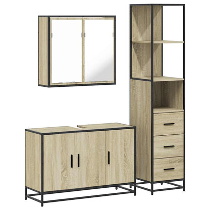 3 Piece Bathroom Furniture Set Sonoma Oak Engineered Wood