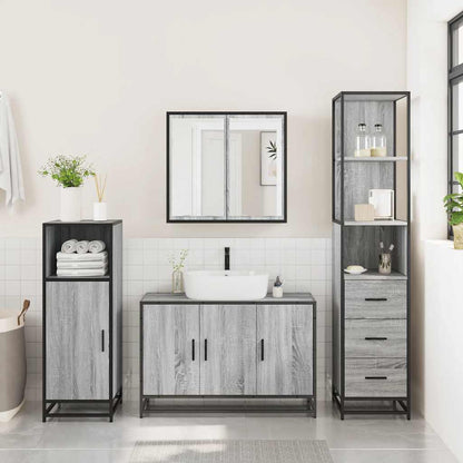 3 Piece Bathroom Furniture Set Grey Sonoma Engineered Wood