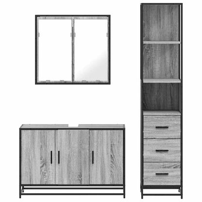 3 Piece Bathroom Furniture Set Grey Sonoma Engineered Wood