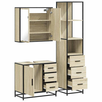 3 Piece Bathroom Furniture Set Sonoma Oak Engineered Wood