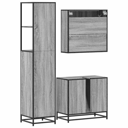 3 Piece Bathroom Furniture Set Grey Sonoma Engineered Wood