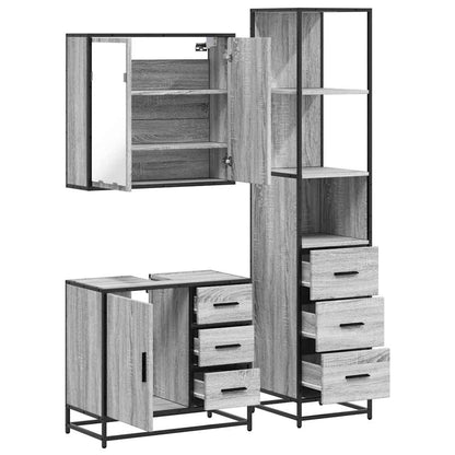 3 Piece Bathroom Furniture Set Grey Sonoma Engineered Wood