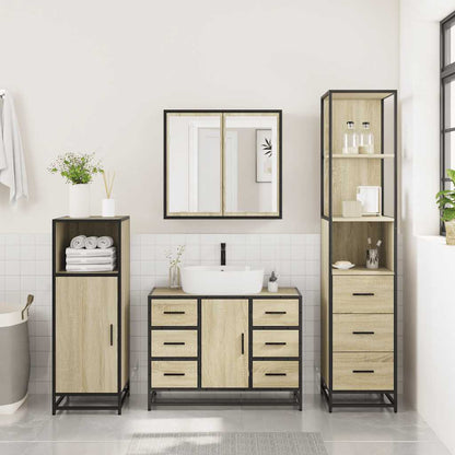 3 Piece Bathroom Furniture Set Sonoma Oak Engineered Wood