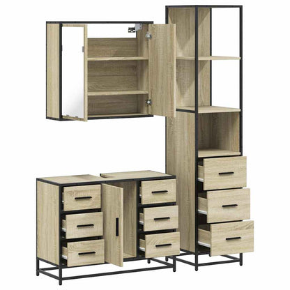 3 Piece Bathroom Furniture Set Sonoma Oak Engineered Wood