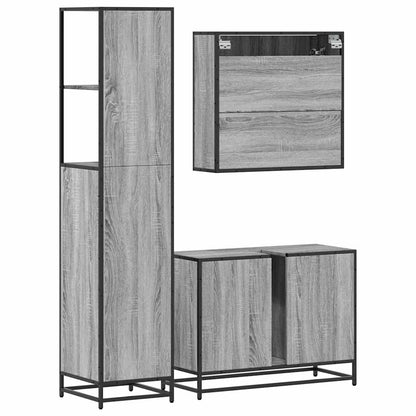 3 Piece Bathroom Furniture Set Grey Sonoma Engineered Wood