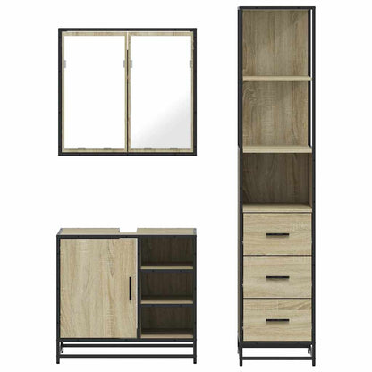 3 Piece Bathroom Furniture Set Sonoma Oak Engineered Wood