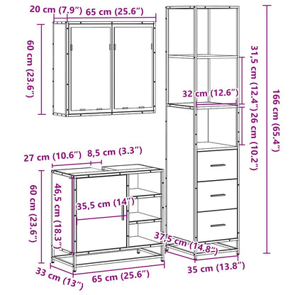 3 Piece Bathroom Furniture Set Sonoma Oak Engineered Wood