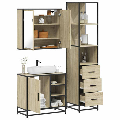 3 Piece Bathroom Furniture Set Sonoma Oak Engineered Wood