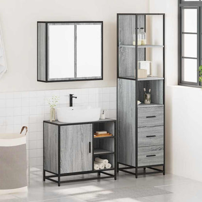 3 Piece Bathroom Furniture Set Grey Sonoma Engineered Wood