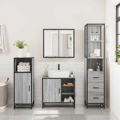 3 Piece Bathroom Furniture Set Grey Sonoma Engineered Wood