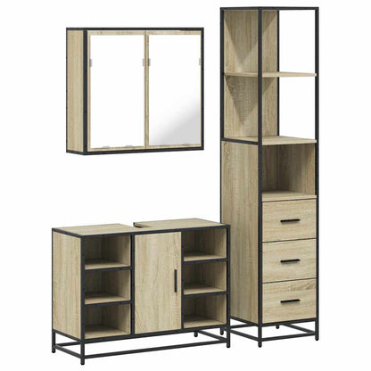 3 Piece Bathroom Furniture Set Sonoma Oak Engineered Wood