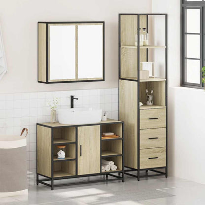 3 Piece Bathroom Furniture Set Sonoma Oak Engineered Wood