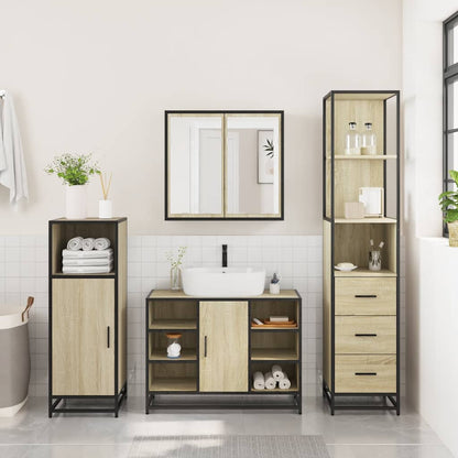 3 Piece Bathroom Furniture Set Sonoma Oak Engineered Wood