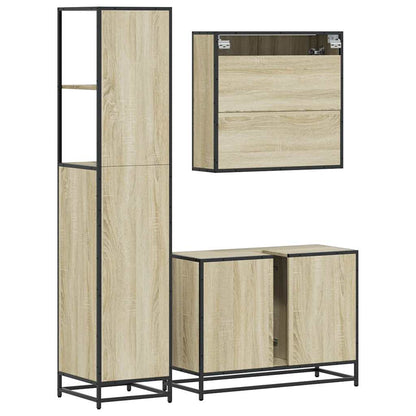 3 Piece Bathroom Furniture Set Sonoma Oak Engineered Wood