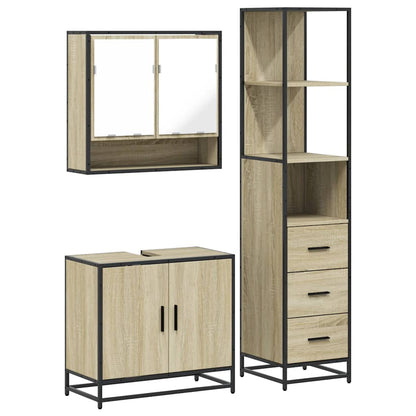 3 Piece Bathroom Furniture Set Sonoma Oak Engineered Wood