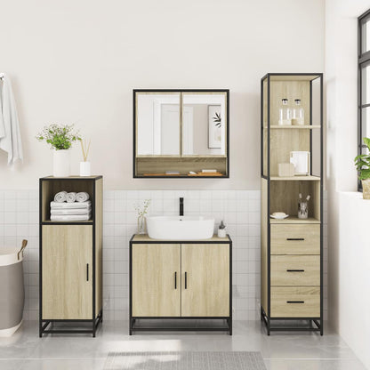 3 Piece Bathroom Furniture Set Sonoma Oak Engineered Wood