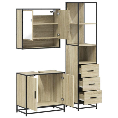 3 Piece Bathroom Furniture Set Sonoma Oak Engineered Wood