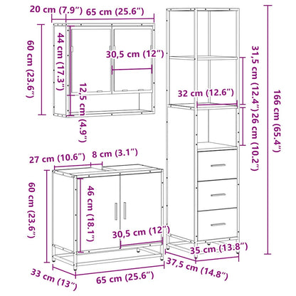 3 Piece Bathroom Furniture Set Sonoma Oak Engineered Wood