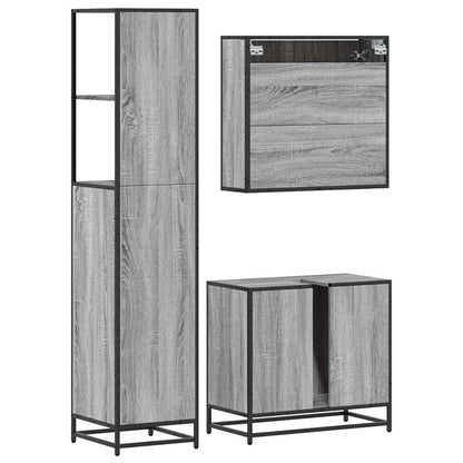 3 Piece Bathroom Furniture Set Grey Sonoma Engineered Wood