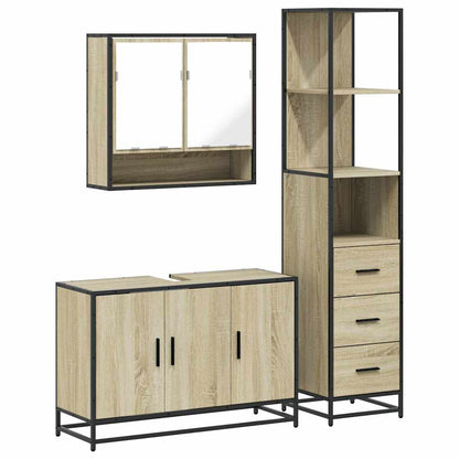 3 Piece Bathroom Furniture Set Sonoma Oak Engineered Wood