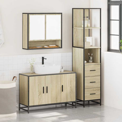 3 Piece Bathroom Furniture Set Sonoma Oak Engineered Wood