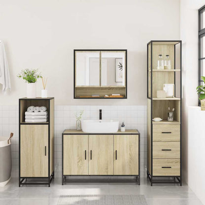 3 Piece Bathroom Furniture Set Sonoma Oak Engineered Wood