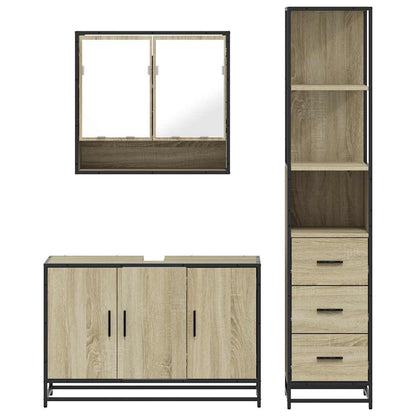 3 Piece Bathroom Furniture Set Sonoma Oak Engineered Wood