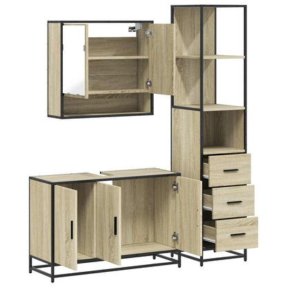 3 Piece Bathroom Furniture Set Sonoma Oak Engineered Wood