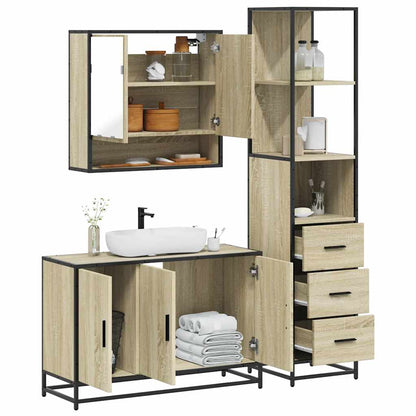 3 Piece Bathroom Furniture Set Sonoma Oak Engineered Wood