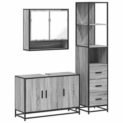 3 Piece Bathroom Furniture Set Grey Sonoma Engineered Wood