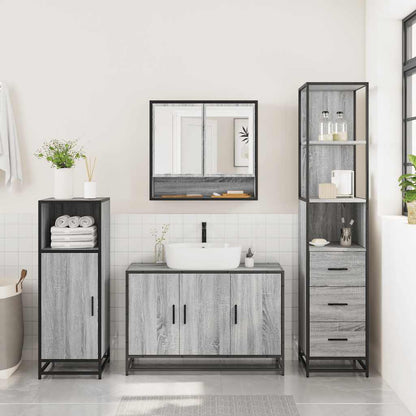 3 Piece Bathroom Furniture Set Grey Sonoma Engineered Wood