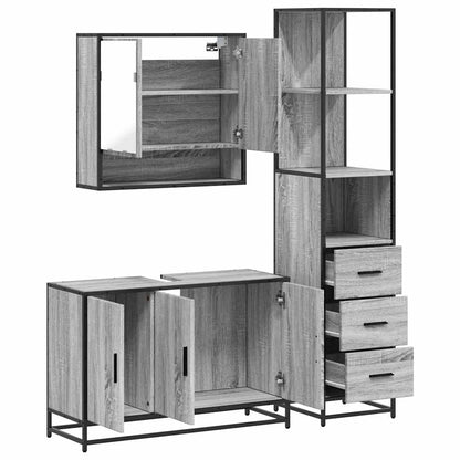 3 Piece Bathroom Furniture Set Grey Sonoma Engineered Wood