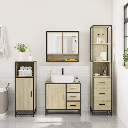 3 Piece Bathroom Furniture Set Sonoma Oak Engineered Wood