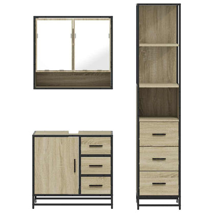 3 Piece Bathroom Furniture Set Sonoma Oak Engineered Wood