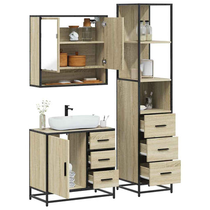 3 Piece Bathroom Furniture Set Sonoma Oak Engineered Wood