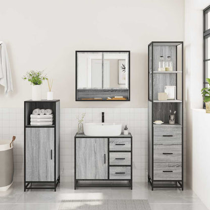 3 Piece Bathroom Furniture Set Grey Sonoma Engineered Wood