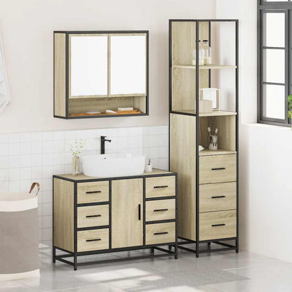 3 Piece Bathroom Furniture Set Sonoma Oak Engineered Wood