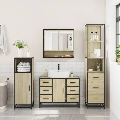 3 Piece Bathroom Furniture Set Sonoma Oak Engineered Wood