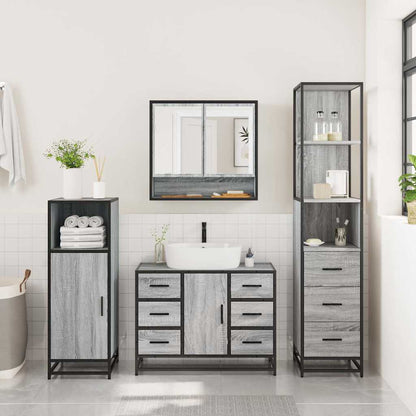 3 Piece Bathroom Furniture Set Grey Sonoma Engineered Wood