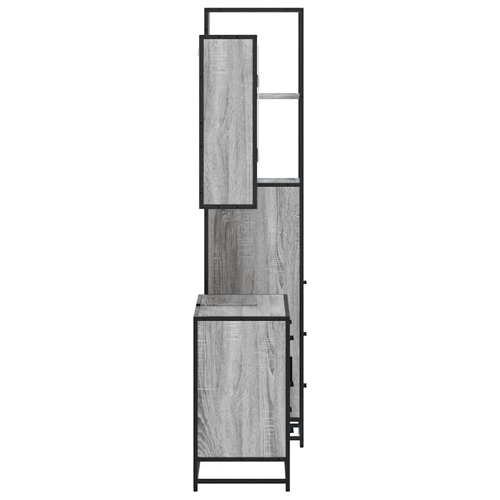 3 Piece Bathroom Furniture Set Grey Sonoma Engineered Wood